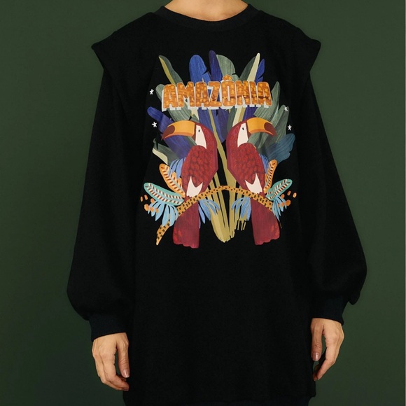 FARM RIO ‼️‼️Black Amazonia Sweater Dress NWT - Picture 3 of 14